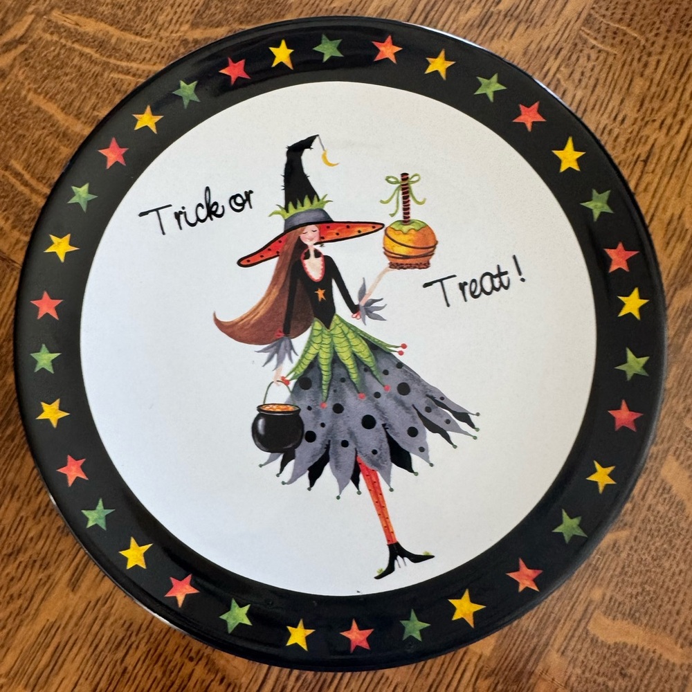 Hobby Lobby Halloween Witch Plate - Black, Green, Orange, Yellow